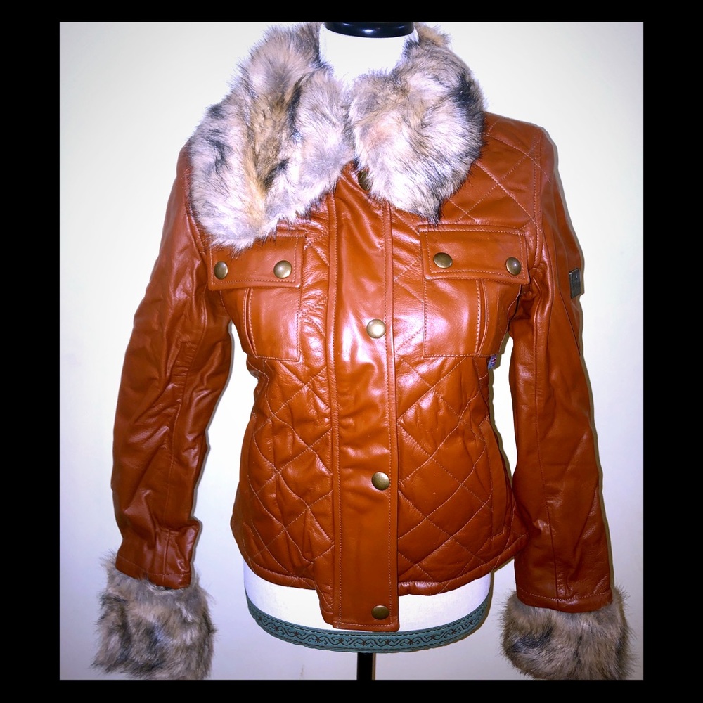 Women’s Leather Jacket lined with fur.